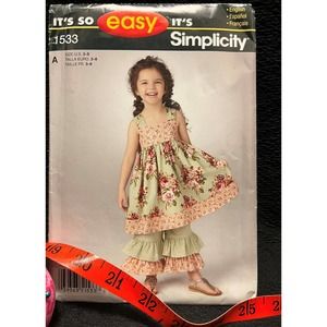 Simplicity It's So Easy 1533 Dress with ruffled pants Size 3-8 F F and Uncut